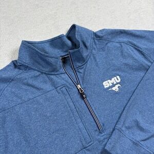 NWOT Cutter & Buck NCAA SMU Mustangs Football Shirt Mens 4XB Blue Quarter Zip